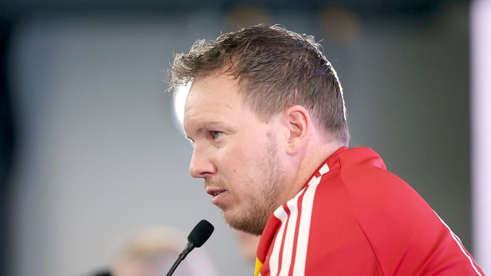 Bundestrainer Nagelsmann spricht vor dem Testspiel gegen Ghana. Foto: Christian Charisius