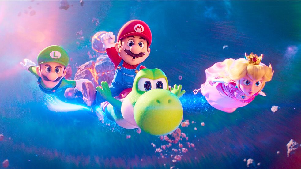 Im Nintendo-Film „Super Mario Galaxy“ müssen die Mini-Figuren Peach, Mario, Luigi und Yoshi Prinzessin Rosalina retten. Foto: Universal/Nintendo