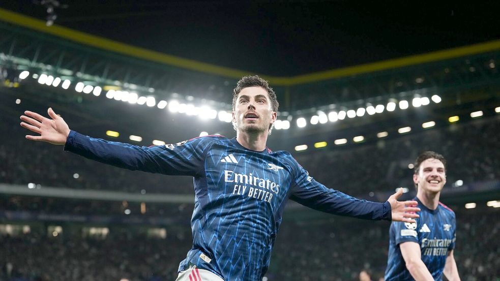 Kai Havertz traf zum späten 1:0-Sieg des FC Arsenal bei Sporting in Lissabon. Foto: Armando Franca