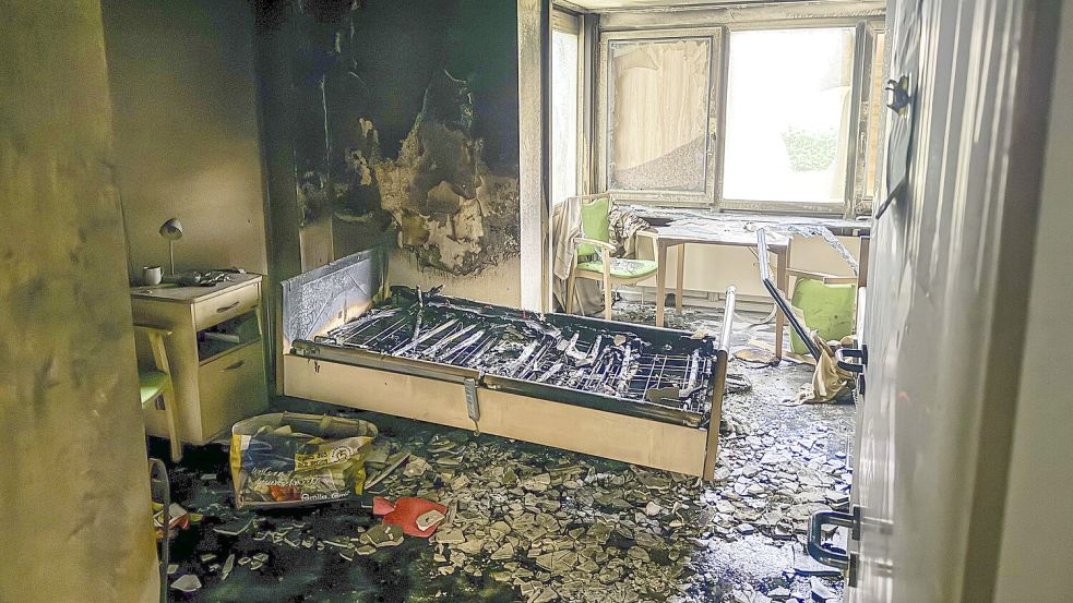 Ein ausgebranntes Zimmer im Norder Johann-Christian-Reil-Haus. Foto: Landkreis Aurich