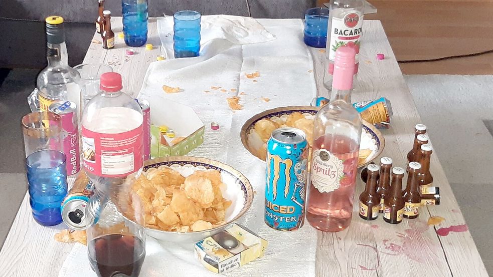 Überbleibsel einer Party in einer Ferienwohnung. Der mutmaßliche „Veranstalter“ hatte sich unter falschem Namen eingemietet. Foto: privat
