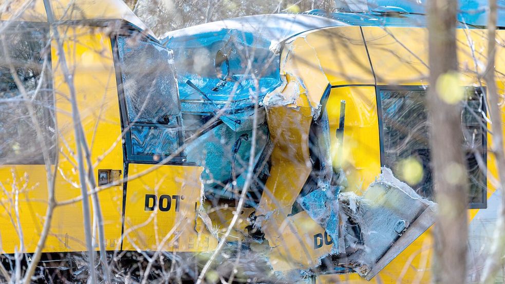 Zwei Züge stießen bei dem Unglück in Dänemark frontal zusammen. Foto: Steven Knap/Ritzau Scanpix Foto