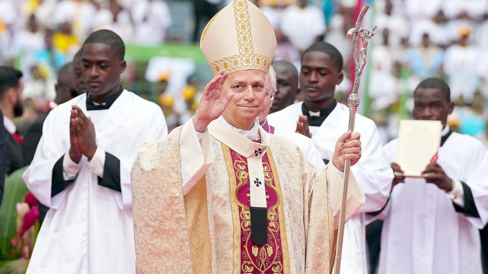 Papst Leo XIV. bei seiner letzten Messe in Afrika. Foto: Misper Apawu