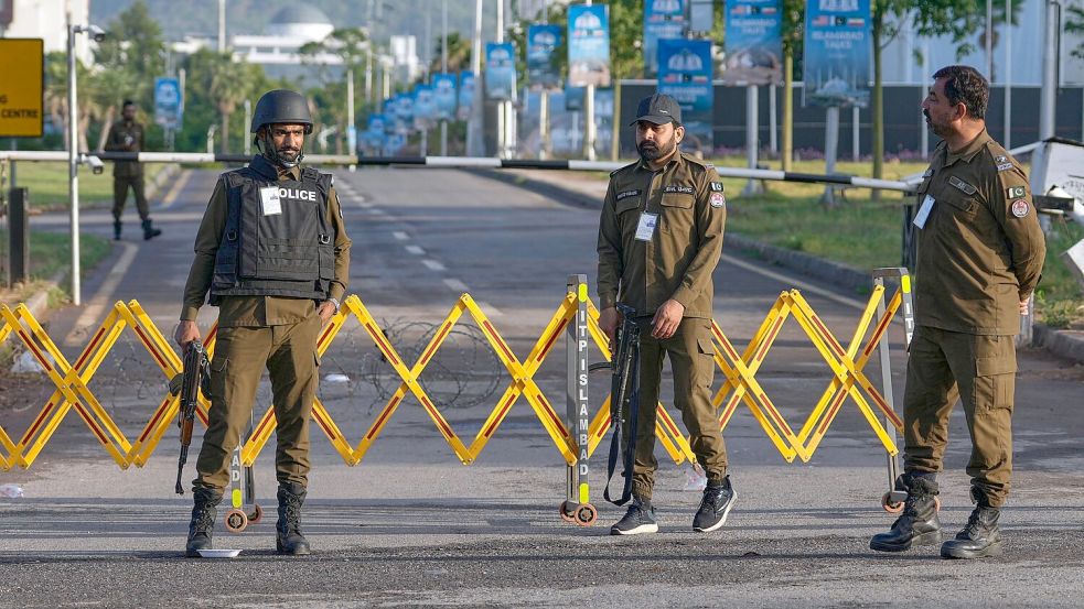 Der für die Verhandlungen in Islamabad vorhergesehene Ort ist von pakistanischen Sicherheitskräften weiträumig abgesperrt worden. (Archivbild) Foto: Anjum Naveed