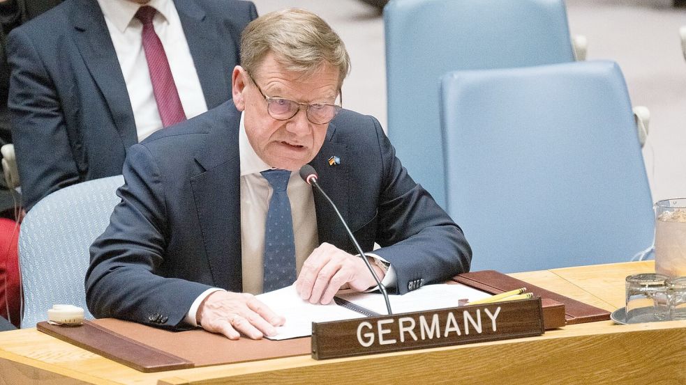 Außenminister Johann Wadephul (CDU) warnt in einer Sitzung des UN-Sicherheitsrats in New York vor einer weiteren Eskalation des Iran-Krieges. Foto: Sebastian Christoph Gollnow/dpa