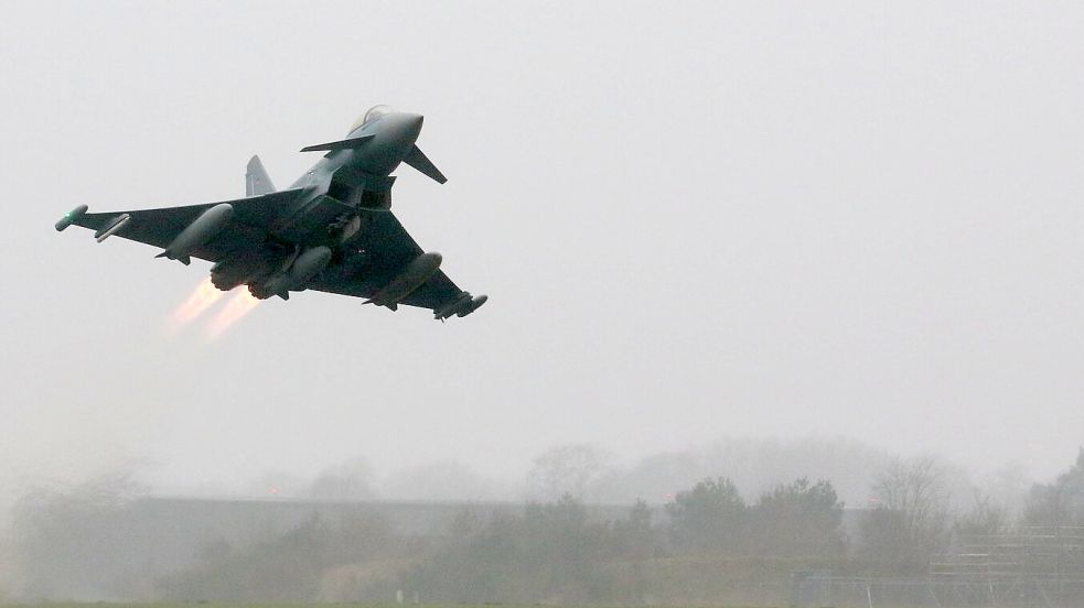 Startender Eurofighter vom Flugplatz Wittmundhafen. Foto: Imke Oltmanns/Archiv