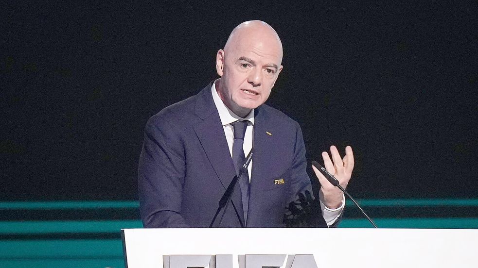 Gianni Infantino kündigt seine erneute Kandidatur als FIFA-Präsident an. Foto: Darryl Dyck