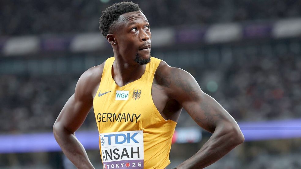 Die deutschen Sprinter um Owen Ansah verbesserten den deutschen Rekord deutlich. (Archivbild) Foto: Oliver Weiken/dpa