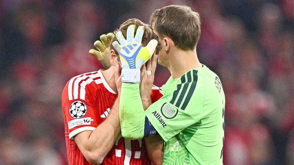 Frust nach Spielende: Neuer und Kane. Foto: Tom Weller