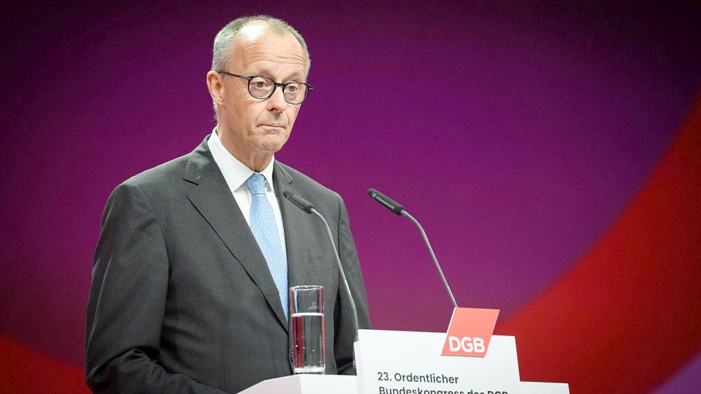 Merz drang beim DGB-Kongress mit seinen Reformappellen nicht durch. Foto: Bernd von Jutrczenka/dpa