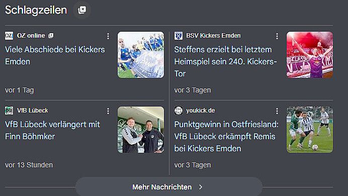 Neben dem Wort "Schlagzeilen" findet sich die kleine Grafik, über die man seine bevorzugten Quellen anpassen kann.