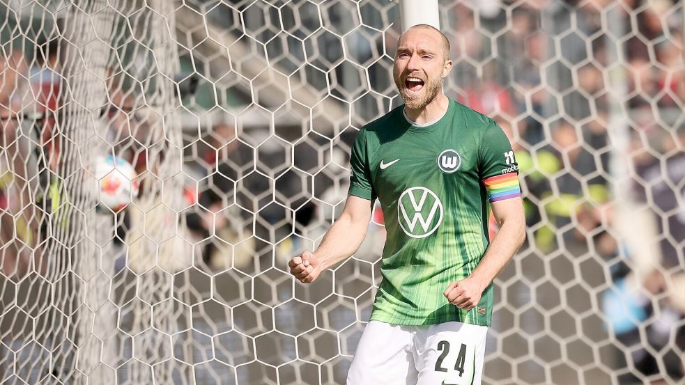 Von seinem Trainer überzeugt: Wolfsburgs Star Christian Eriksen. Foto: Christian Charisius