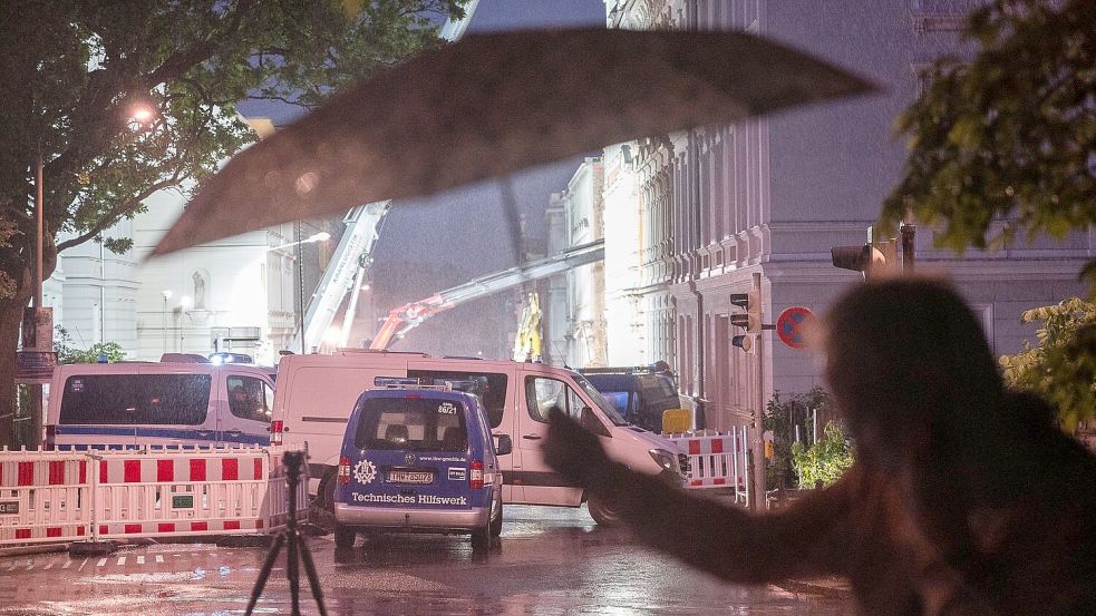 Am Abend begann es derweil in Görlitz zu regnen. Foto: Paul Glaser/dpa