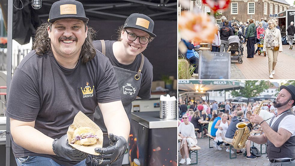Streetfood, Live-Musik und Kleinkunst stehen beim 6. Ostfriesischen Lekkermarkt in Leer vom 5. bis 7. Juni im Mittelpunkt. Bilder: Akka Fotografie (2)/Stüber