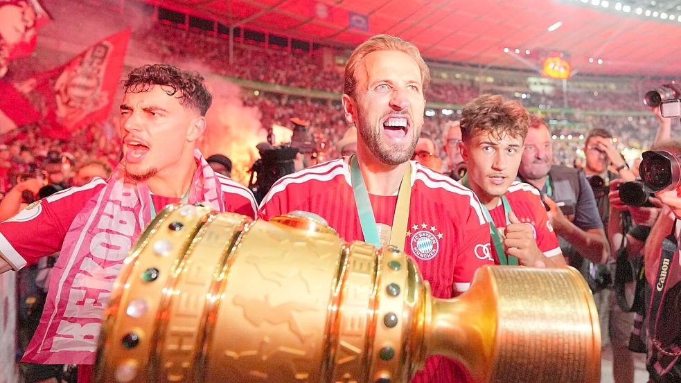 Der FC Bayern will den Weg mit Harry Kane fortsetzen. Foto: Michael Kappeler/dpa