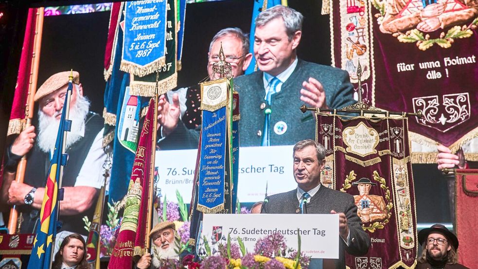 Der bayerische Ministerpräsident Markus Söder (CSU) sprach beim 76. Sudetendeutschen Tag in Brünn (Brno). Foto: Uhlíø Patrik/CTK/dpa
