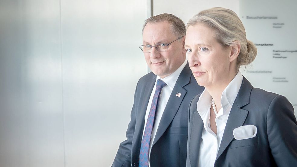 In einer AfD-Regierung wären sie ganz oben: Alice Weidel und Tino Chrupalla führen die Partei seit 2021 gemeinsam. Was würden sie beim Thema Pflege machen? Foto: IMAGO/Chris Emil Janßen