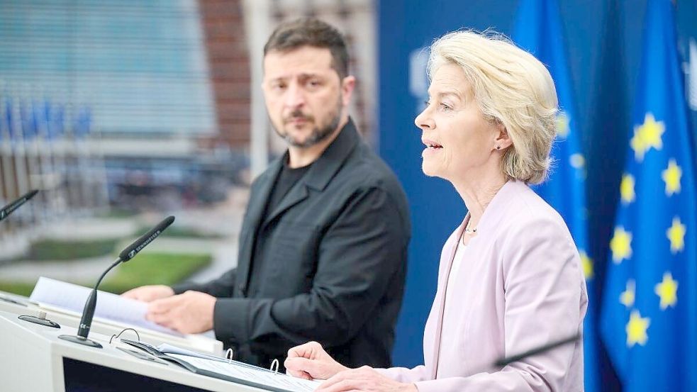 Ruf nach einer „starken Stimme“: Der ukrainische Präsident Wolodymyr Selenskyj macht sich für einen EU-Gesandten stark. Kommissionschefin Ursula von der Leyen hält sich vorerst bedeckt. Foto: imago/Anadolu Agency