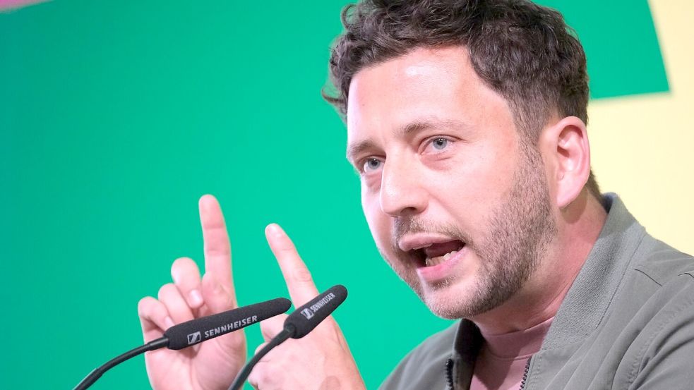 Grünen-Chef Felix Banaszak warnt: 2033 darf nicht wie 1933 werden. (Archivfoto) Foto: Sebastian Willnow/dpa