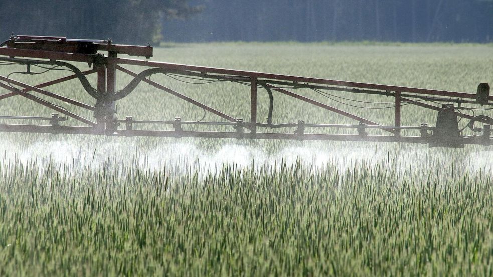 Ein Landwirt versprüht Pflanzenschutzmittel über ein Roggenfeld. Foto: Peter Förster/dpa