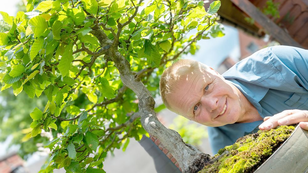 Heino Ottersberg interessierte sich schon als junger Mann für Bonsai. Richtig Feuer fing er aber erst viel später. Foto: Klaus Ortgies