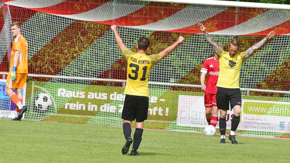 Darf der TuS Hinte doch noch den Klassenerhalt bejubeln? Die Entscheidung fällt Samstag. Foto: Hans Damm