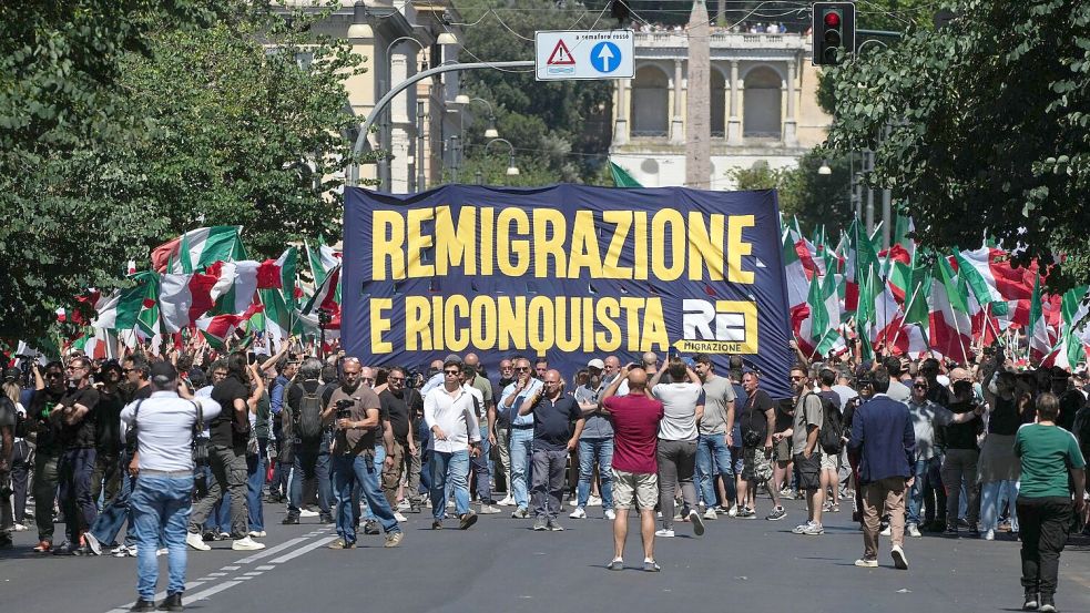Eine von rechtsextremen Gruppen organisierte Demonstration findet in Rom statt. Foto: Gregorio Borgia