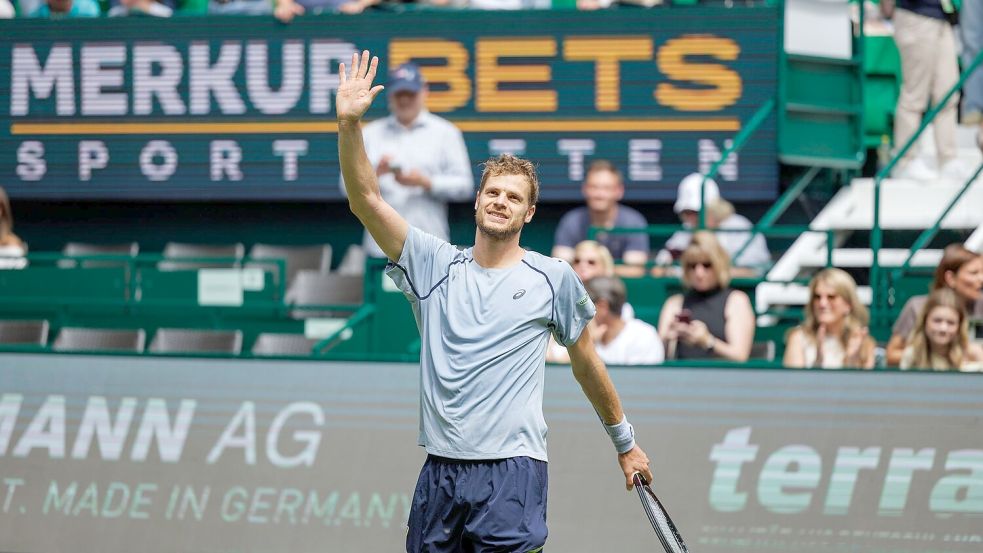 Yannick Hanfmann feierte seinen 100. Sieg auf der ATP-Tour. Foto: Friso Gentsch