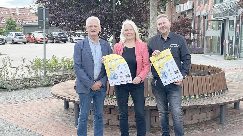 Beene Oldigs (links), Silke Kuhlemann und Holger Schütte freuen sich schon auf den Bottermarkt. Foto: Privat