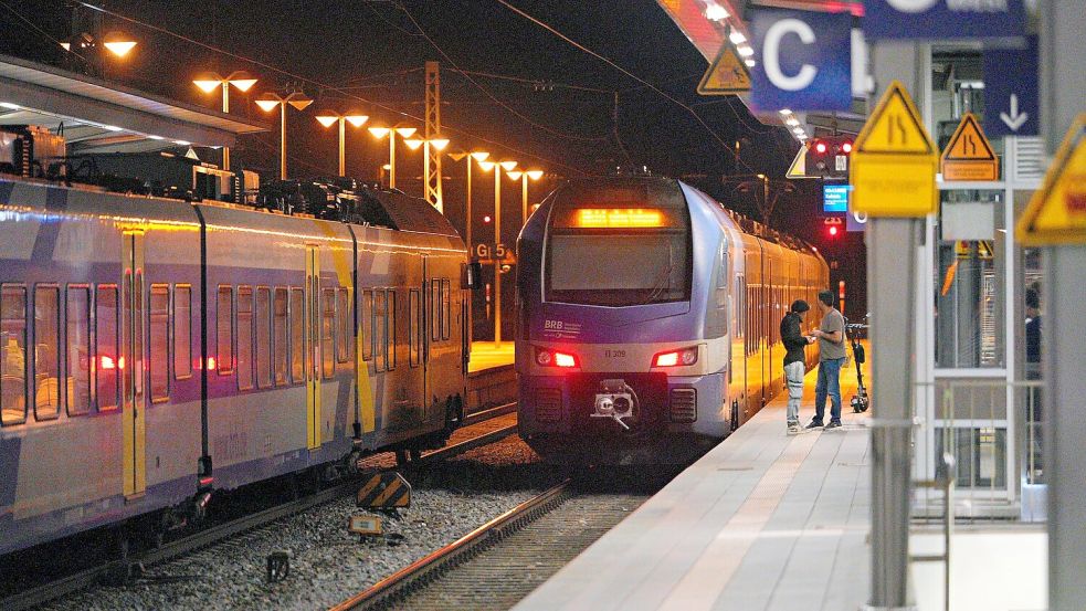Leere Züge am Bahnhof Rosenheim in Bayern. Foto: Uwe Lein