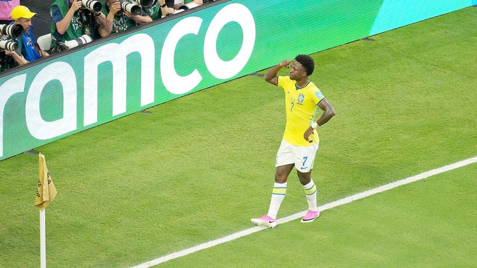 Vinicius Junior feierte zwei Tore für Brasilien. Foto: Nick Potts