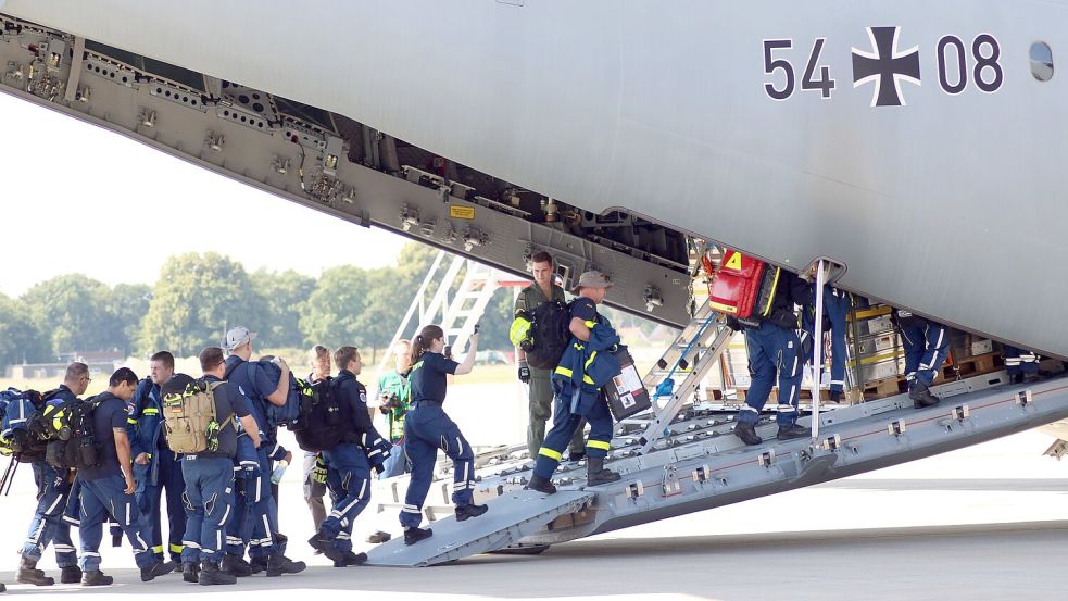 Vier Bundeswehrmaschinen bringen Hilfskräfte und Material nach Venezuela. Foto: Kai Moorschlatt/dpa