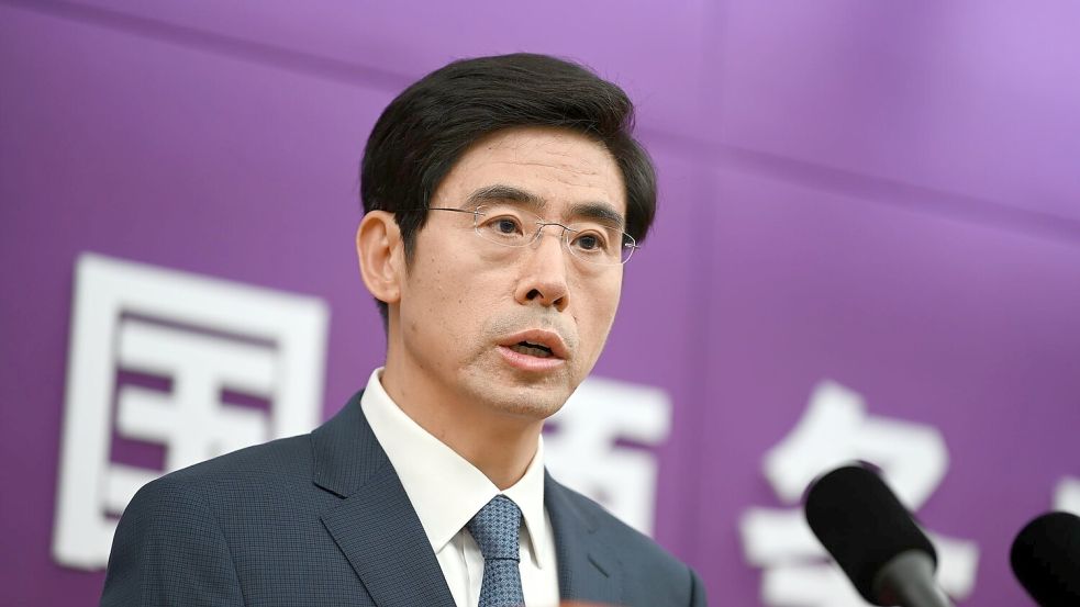 Der Sprecher sprach zum EU-Besuch von Handelsminister Wang Wentao. Foto: Johannes Neudecker/dpa