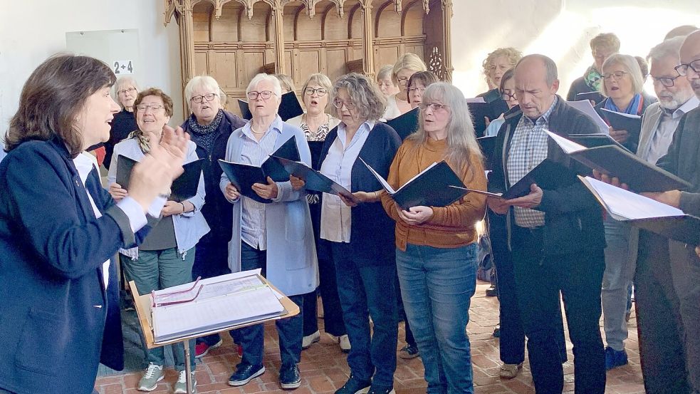 Viele Sängerinnen und Sänger aus dem Kirchenkreis Norden traten beim Singgottesdienst in Hage auf. Foto: Thiemo Janssen