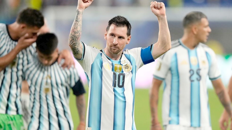 Messi jubelte - aber erst nach einem harten Stück Arbeit und einer Verlängerung gegen Kap Verde. Foto: Rebecca Blackwell
