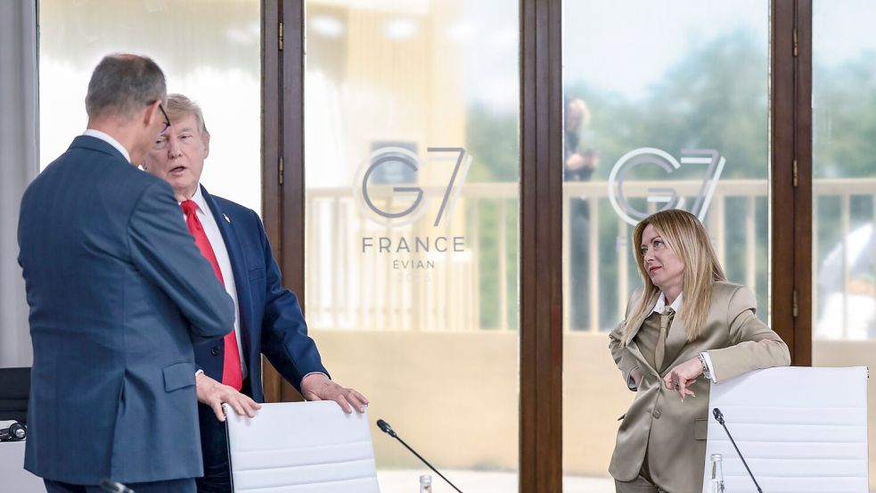 Beim G7-Gipfel in Évian gelang es den Europäern, Trump bei Laune zu halten - beim Nato-Gipfel könnte das schwieriger werden. (Archivbild) Foto: Evelyn Hockstein