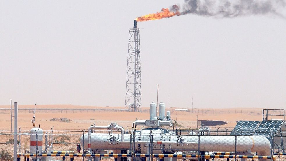 Eine Kerngruppe der Opec+ weitet die Ölproduktion im August aus. (Archivbild) Foto: Ali Haider/EPA/dpa