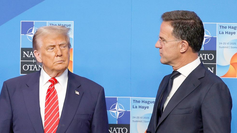 Beim Gipfel in Den Haag 2025 gelang es Nato-Generalsekretär Mark Rutte, den US-Präsidenten bei Laune zu halten. Klappt das auch in diesem Jahr? (Archivbild) Foto: Geert Vanden Wijngaert/AP/dpa