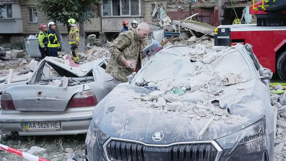 Schwere Schäden nach russischen Raketenangriffen. Foto: Efrem Lukatsky