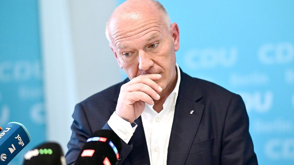 Berlins Regierender Bürgermeister Kai Wegner (CDU) gibt bekannt, dass er nicht mehr als CDU-Spitzenkandidat für die Abgeordnetenhauswahl antreten wird. Foto: Fabian Sommer/dpa