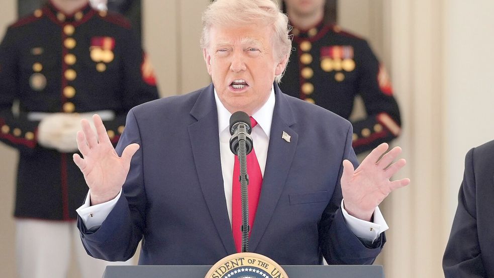 Trump will für den Schutz der Straße von Hormus Geld kassieren. Foto: Alex Brandon