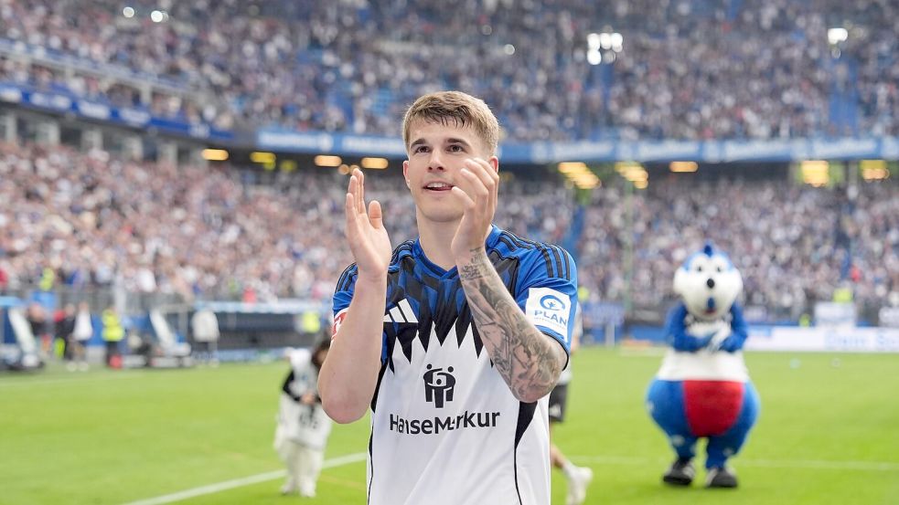 Vom HSV längst verabschiedet: Luka Vuskovic wechselt in England noch den Club. (Archivbild) Foto: Marcus Brandt