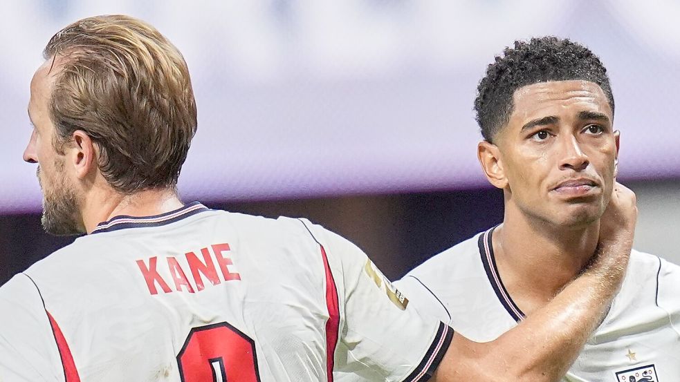 Enttäuschung pur: Englands Schlüsselspieler Harry Kane und Jude Bellingham. Foto: Jeff Roberson