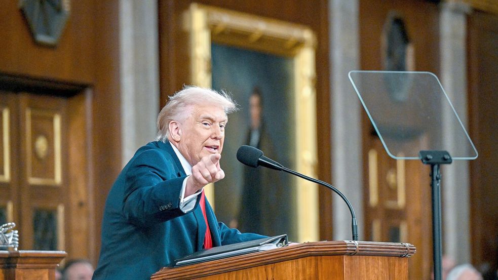 Donald Trumps Rede zur Lage der Nation im Februar gehört zu den Auftritten, an denen sich der Mann hinter seinem Teleprompter bereichert haben soll. (Archivbild) Foto: Kenny Holston/Pool The New York