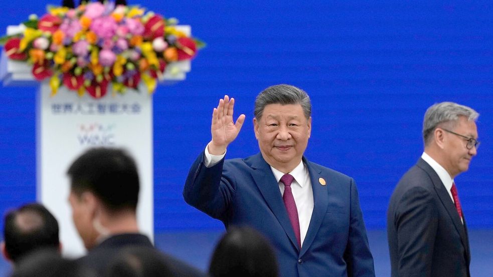 Chinas Staatschef Xi sprach erstmals bei der Welt-KI-Konferenz. Foto: Ng Han Guan