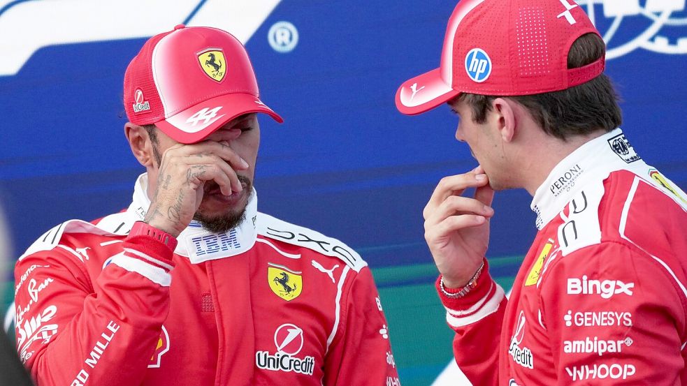 Lewis Hamilton (l) und Charles Leclerc sind mit ihrem Abschneiden nicht zufrieden. Foto: Darko Vojinovic