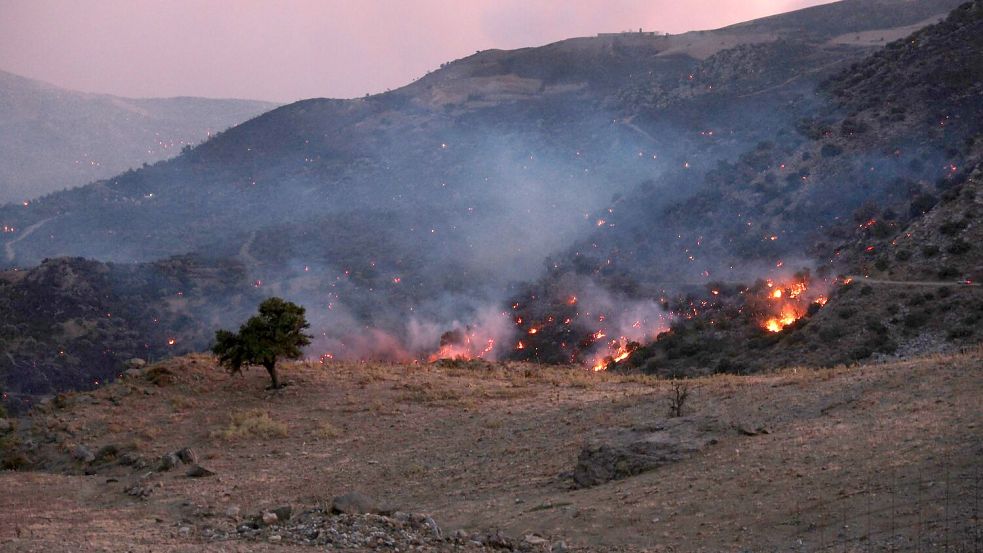 Ein Waldbrand wütet in der Region Rethymno auf der südgriechischen Insel Kreta. Foto: Giannis Angelakis
