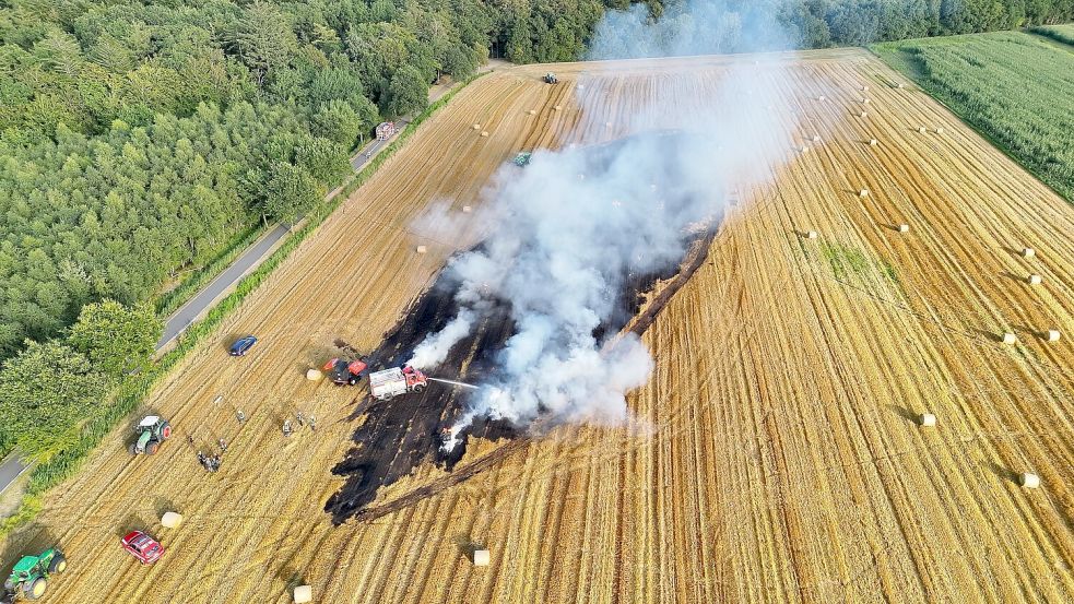 Bei zwei Flächenbränden war die Feuerwehr Norden in Lütetsburg im Einsatz. Foto: Thomas Weege/Feuerwehr Norden