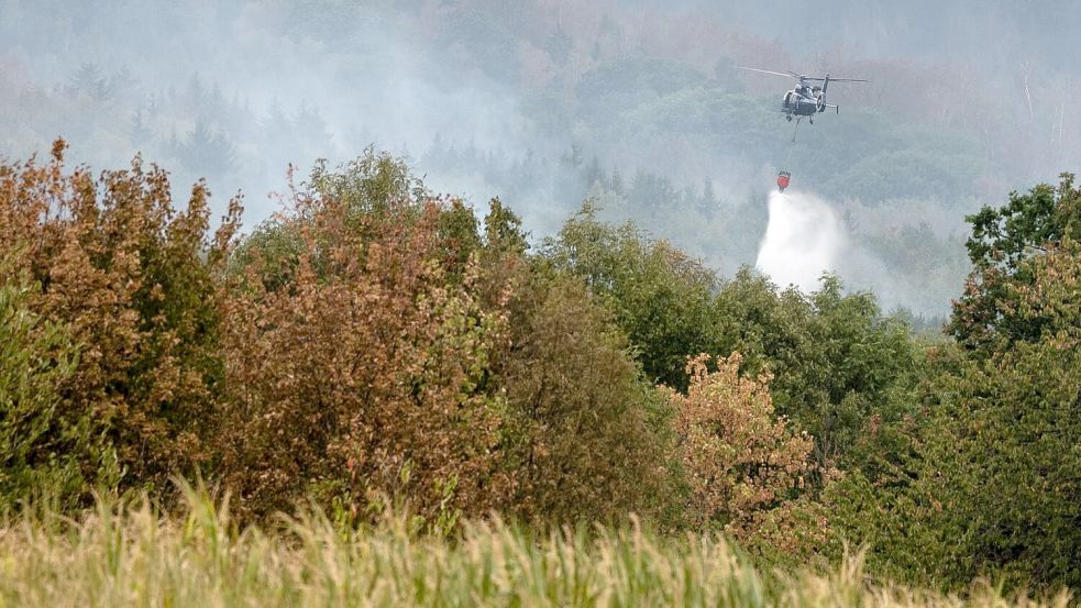 Die Hubschrauber wurden am Abend abgezogen: Im Hürtgenwald hat sich die Lage entspannt. Foto: Christian Knieps