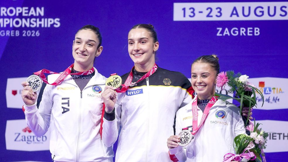 Stolzes Lächeln: Helen Kevric mit ihrer Goldmedaille. Foto: picture alliance / PIXSELL